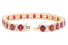 Load image into Gallery viewer, Very Beautiful 29.80 Carats Ruby &amp; Natural Diamond 14K Solid Yellow Gold Bracelet