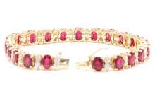 Load image into Gallery viewer, Very Beautiful 29.80 Carats Ruby &amp; Natural Diamond 14K Solid Yellow Gold Bracelet