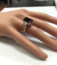 Load image into Gallery viewer, 9.25 Carats Natural Impressive Red Garnet and Diamond 14K White Gold Ring
