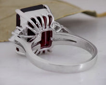 Load image into Gallery viewer, 9.25 Carats Natural Impressive Red Garnet and Diamond 14K White Gold Ring