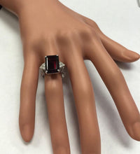 Load image into Gallery viewer, 9.25 Carats Natural Impressive Red Garnet and Diamond 14K White Gold Ring
