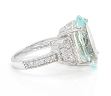 Load image into Gallery viewer, 10.65 Carats Impressive Natural Aquamarine and Diamond 14K Solid White Gold Ring