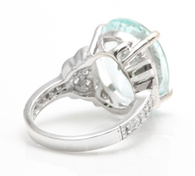 Load image into Gallery viewer, 10.65 Carats Impressive Natural Aquamarine and Diamond 14K Solid White Gold Ring