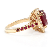 Load image into Gallery viewer, 5.60 Carats Gorgeous Natural Red Ruby and Diamond 14K Solid Yellow Gold Ring