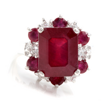 Load image into Gallery viewer, 7.45 Carats Impressive Natural Red Ruby and Diamond 14K White Gold Ring