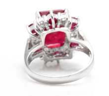 Load image into Gallery viewer, 7.45 Carats Impressive Natural Red Ruby and Diamond 14K White Gold Ring