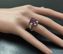 Load image into Gallery viewer, 7.45 Carats Impressive Natural Red Ruby and Diamond 14K White Gold Ring