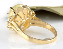Load image into Gallery viewer, 6.30 Carats Natural Impressive Ethiopian Opal and Diamond 14K Solid Yellow Gold Ring