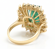 Load image into Gallery viewer, 9.35 Carats Natural Emerald and Diamond 14K Solid Yellow Gold Ring