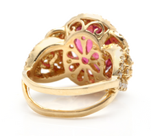 Load image into Gallery viewer, 6.50 Carats Impressive Natural Rubellite and Diamond 14K Yellow Gold Ring