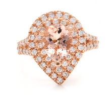 Load image into Gallery viewer, 3.40 Carats Exquisite Natural Morganite and Diamond 14K Solid Rose Gold Ring