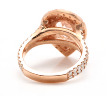 Load image into Gallery viewer, 3.40 Carats Exquisite Natural Morganite and Diamond 14K Solid Rose Gold Ring