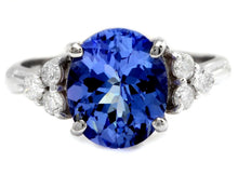 Load image into Gallery viewer, 4.15 Carats Natural Very Nice Looking Tanzanite and Diamond 14K Solid White Gold Ring