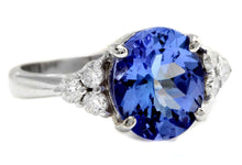 Load image into Gallery viewer, 4.15 Carats Natural Very Nice Looking Tanzanite and Diamond 14K Solid White Gold Ring