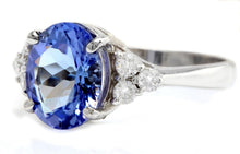 Load image into Gallery viewer, 4.15 Carats Natural Very Nice Looking Tanzanite and Diamond 14K Solid White Gold Ring