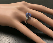 Load image into Gallery viewer, 4.15 Carats Natural Very Nice Looking Tanzanite and Diamond 14K Solid White Gold Ring