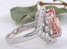 Load image into Gallery viewer, 7.70 Carats Exquisite Natural Morganite and Diamond 14K Solid White Gold Ring