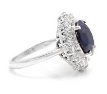 Load image into Gallery viewer, 8.80 Carats Exquisite Natural Blue Sapphire and Diamond 14K Solid White Gold Ring