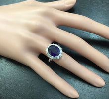 Load image into Gallery viewer, 8.80 Carats Exquisite Natural Blue Sapphire and Diamond 14K Solid White Gold Ring