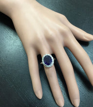 Load image into Gallery viewer, 8.80 Carats Exquisite Natural Blue Sapphire and Diamond 14K Solid White Gold Ring