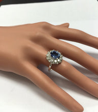 Load image into Gallery viewer, 4.80 Carats Natural Very Nice Looking Tanzanite and Diamond 14K Solid White Gold Ring