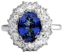 Load image into Gallery viewer, 4.80 Carats Natural Very Nice Looking Tanzanite and Diamond 14K Solid White Gold Ring