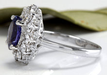 Load image into Gallery viewer, 4.80 Carats Natural Very Nice Looking Tanzanite and Diamond 14K Solid White Gold Ring