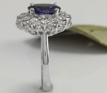 Load image into Gallery viewer, 4.75 Carats Natural Very Nice Looking Tanzanite and Diamond 14K Solid White Gold Ring