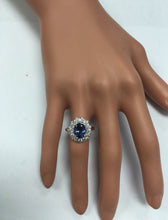 Load image into Gallery viewer, 4.80 Carats Natural Very Nice Looking Tanzanite and Diamond 14K Solid White Gold Ring