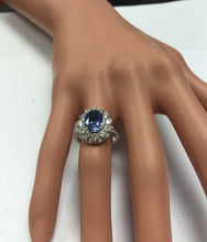 Load image into Gallery viewer, 4.75 Carats Natural Very Nice Looking Tanzanite and Diamond 14K Solid White Gold Ring