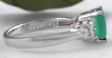 Load image into Gallery viewer, 2.50 Carats Natural Emerald and Diamond 14K Solid White Gold Ring