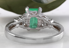 Load image into Gallery viewer, 2.50 Carats Natural Emerald and Diamond 14K Solid White Gold Ring