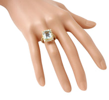Load image into Gallery viewer, 5.15 Carats Natural Aquamarine and Diamond 14K Solid Yellow Gold Ring