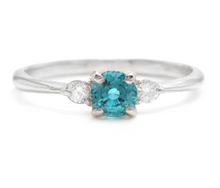 Load image into Gallery viewer, 1.30 Carats Natural Very Nice Looking Zircon and Diamond 14K Solid White Gold Ring