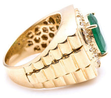 Load image into Gallery viewer, 5.70 Carats Natural Emerald and Diamond 14K Solid Yellow Gold Men's Ring