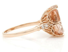 Load image into Gallery viewer, 4.08 Carats Natural Morganite and Diamond 14K Solid Rose Gold Ring