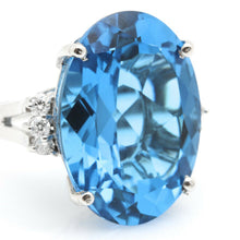 Load image into Gallery viewer, 25.25 Carats Impressive Natural Swiss Blue Topaz and Diamond 14K Solid White Gold Ring