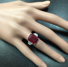 Load image into Gallery viewer, 13.60 Carats Impressive Natural Red Ruby and Diamond 14K White Gold Ring