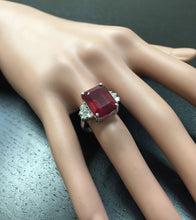 Load image into Gallery viewer, 13.60 Carats Impressive Natural Red Ruby and Diamond 14K White Gold Ring