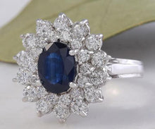 Load image into Gallery viewer, 2.70 Carats Natural Blue Sapphire and Diamond 14K Solid White Gold Ring