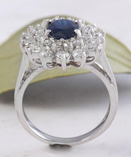Load image into Gallery viewer, 2.70 Carats Natural Blue Sapphire and Diamond 14K Solid White Gold Ring