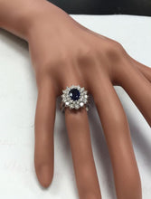Load image into Gallery viewer, 2.70 Carats Natural Blue Sapphire and Diamond 14K Solid White Gold Ring