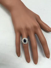 Load image into Gallery viewer, 2.70 Carats Natural Blue Sapphire and Diamond 14K Solid White Gold Ring