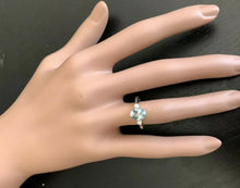 Load image into Gallery viewer, 1.16 Carats Impressive Natural Aquamarine and Diamond 14K Solid White Gold Ring