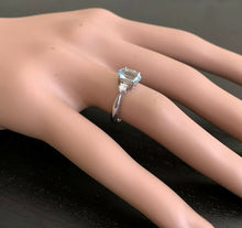 Load image into Gallery viewer, 1.16 Carats Impressive Natural Aquamarine and Diamond 14K Solid White Gold Ring