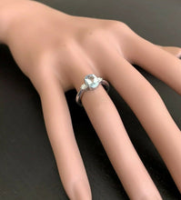 Load image into Gallery viewer, 1.16 Carats Impressive Natural Aquamarine and Diamond 14K Solid White Gold Ring