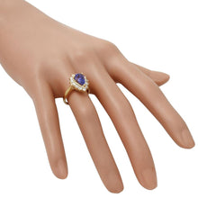 Load image into Gallery viewer, 2.55 Carats Natural Splendid Tanzanite and Diamond 14K Solid Yellow Gold Ring