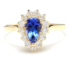 Load image into Gallery viewer, 2.55 Carats Natural Splendid Tanzanite and Diamond 14K Solid Yellow Gold Ring