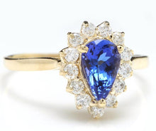 Load image into Gallery viewer, 2.55 Carats Natural Splendid Tanzanite and Diamond 14K Solid Yellow Gold Ring