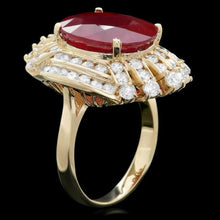Load image into Gallery viewer, 11.00 Carats Natural Red Ruby and Diamond 14K Solid Yellow Gold Ring